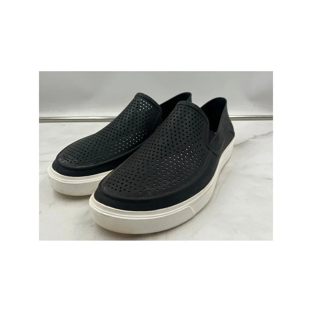 Crocs CitiLane Shoes Mens 13 Roka Black White Perforated Slip On Sneakers